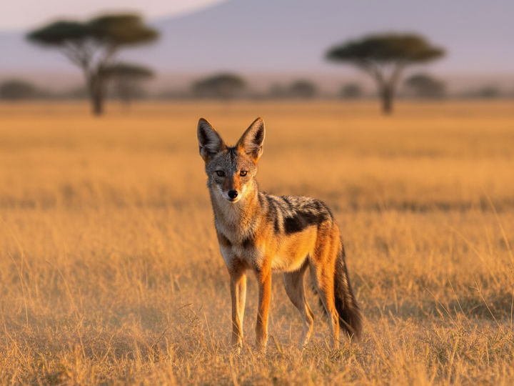 Black-backed jackal dog in a Southern African hunting species guide