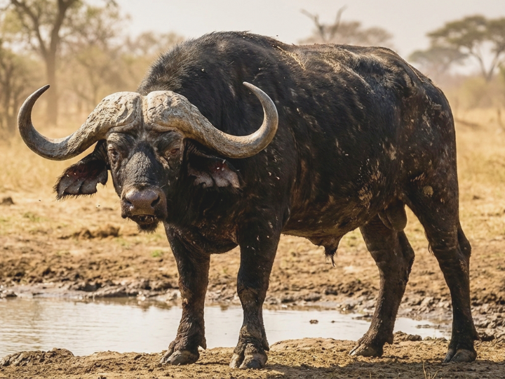 African buffalo bull in a Southern African hunting species guide