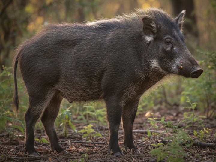 Bushpig boar in a Southern African hunting species guide