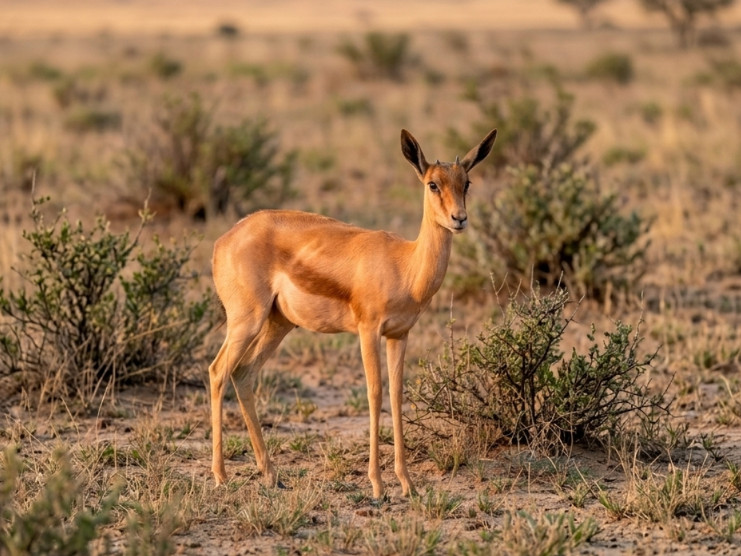 Copper springbok ewe in a Southern African hunting species guide