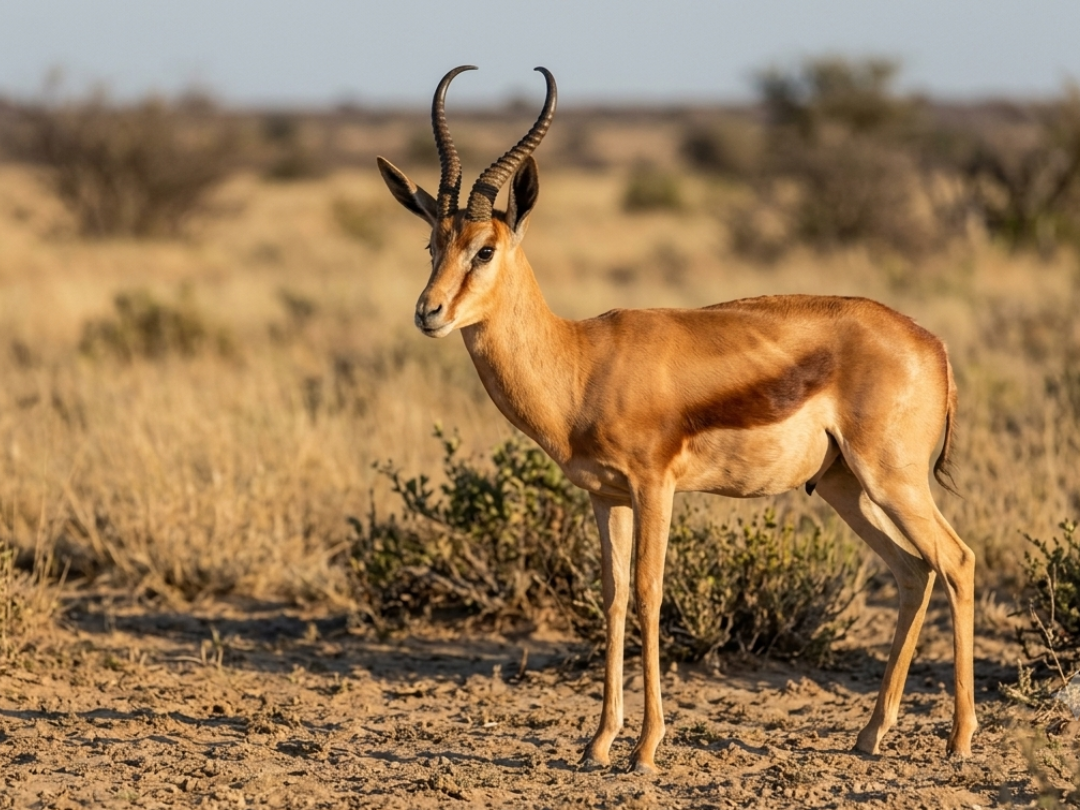 Copper springbok ram in a Southern African hunting species guide