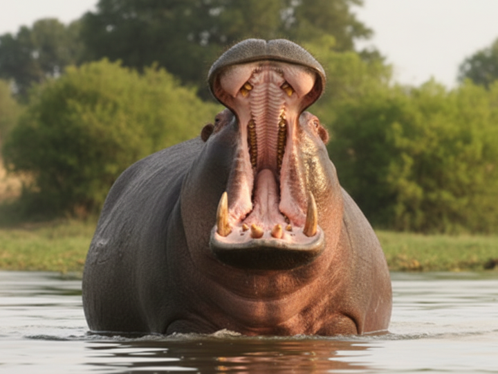 Hippopotamus bull in a Southern African hunting species guide