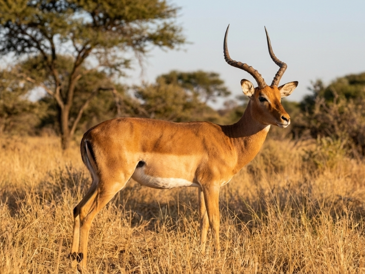 Impala ram in a Southern African hunting species guide