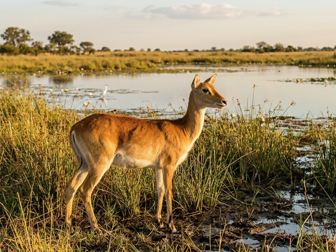 Lechwe ewe in a Southern African hunting species guide
