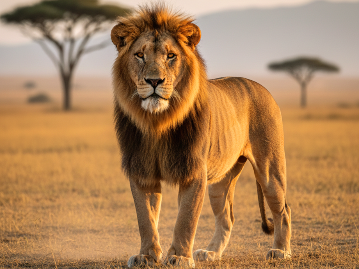 Lion male in a Southern African hunting species guide