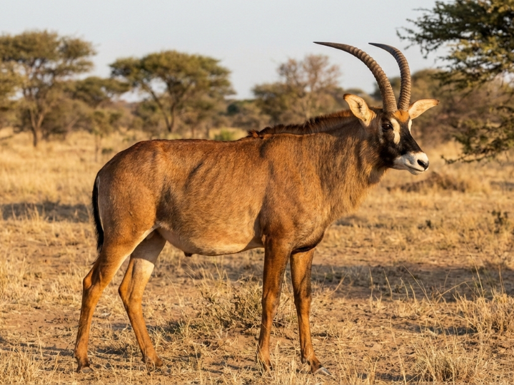 Roan antelope bull in a Southern African hunting species guide