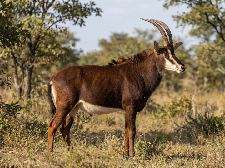 Sable antelope cow in a Southern African hunting species guide