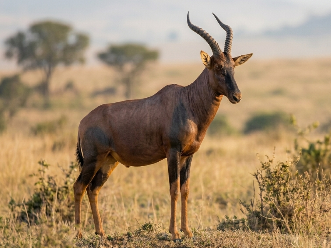 Tsessebe bull in a Southern African hunting species guide
